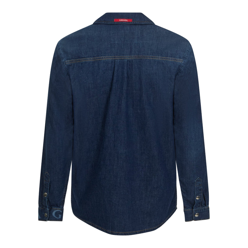 Regular Fit Denim Shirt with Gisada Logo on Cuff