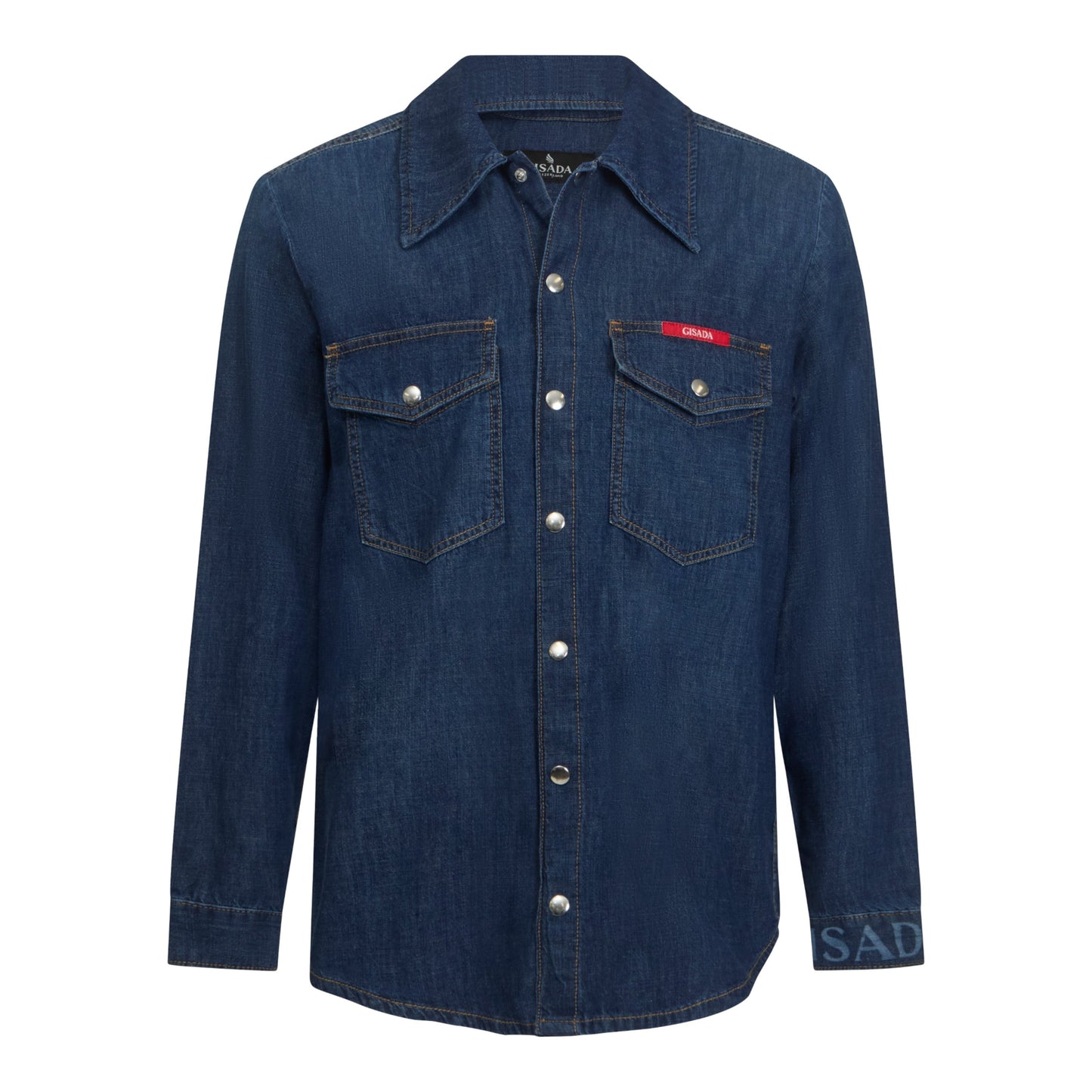 Regular Fit Denim Shirt with Gisada Logo on Cuff - Gisada.com