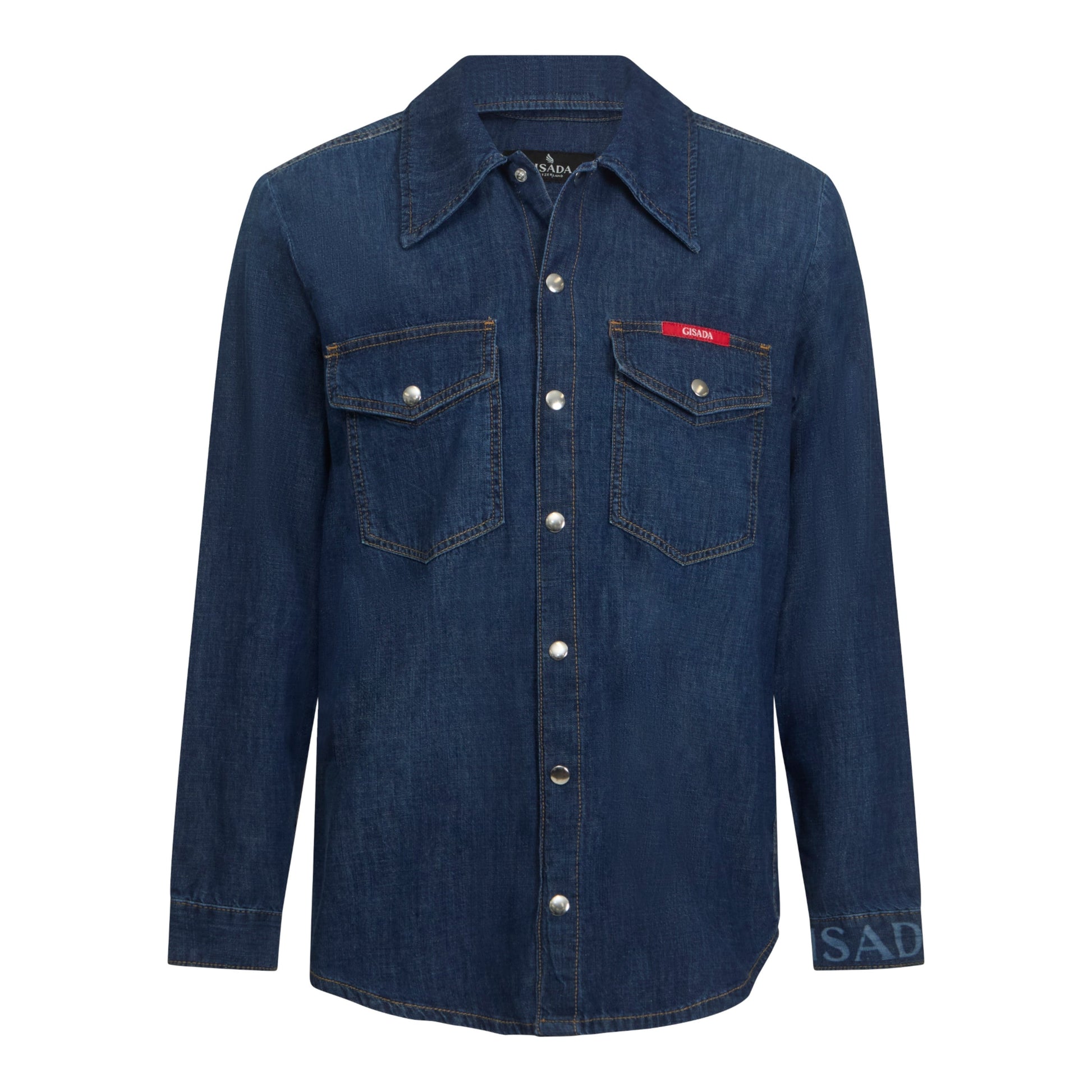 Regular Fit Denim Shirt with Gisada Logo on Cuff - Gisada.com