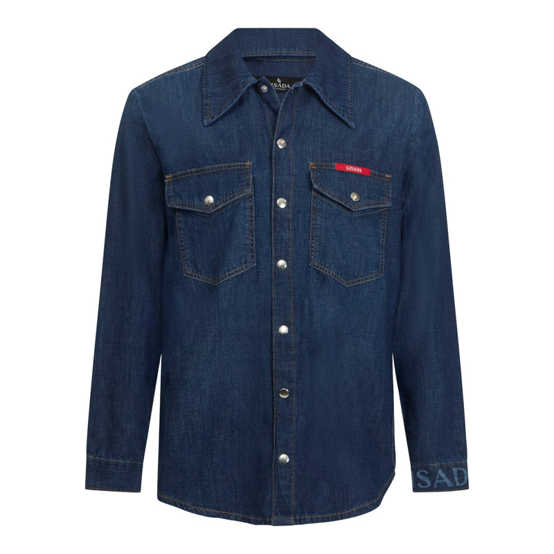 Regular Fit Denim Shirt with Gisada Logo on Cuff - Gisada.com