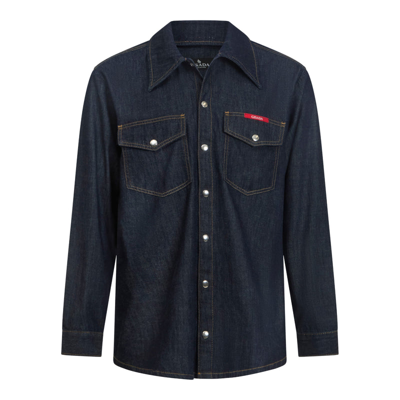 Regular Fit Denim Shirt with Mini Label Patch - Gisada.com