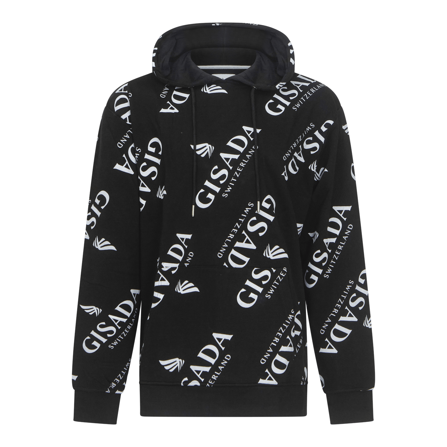 Regular Fit Hoodie in Midweight Cotton with Logo Allover - Gisada.com