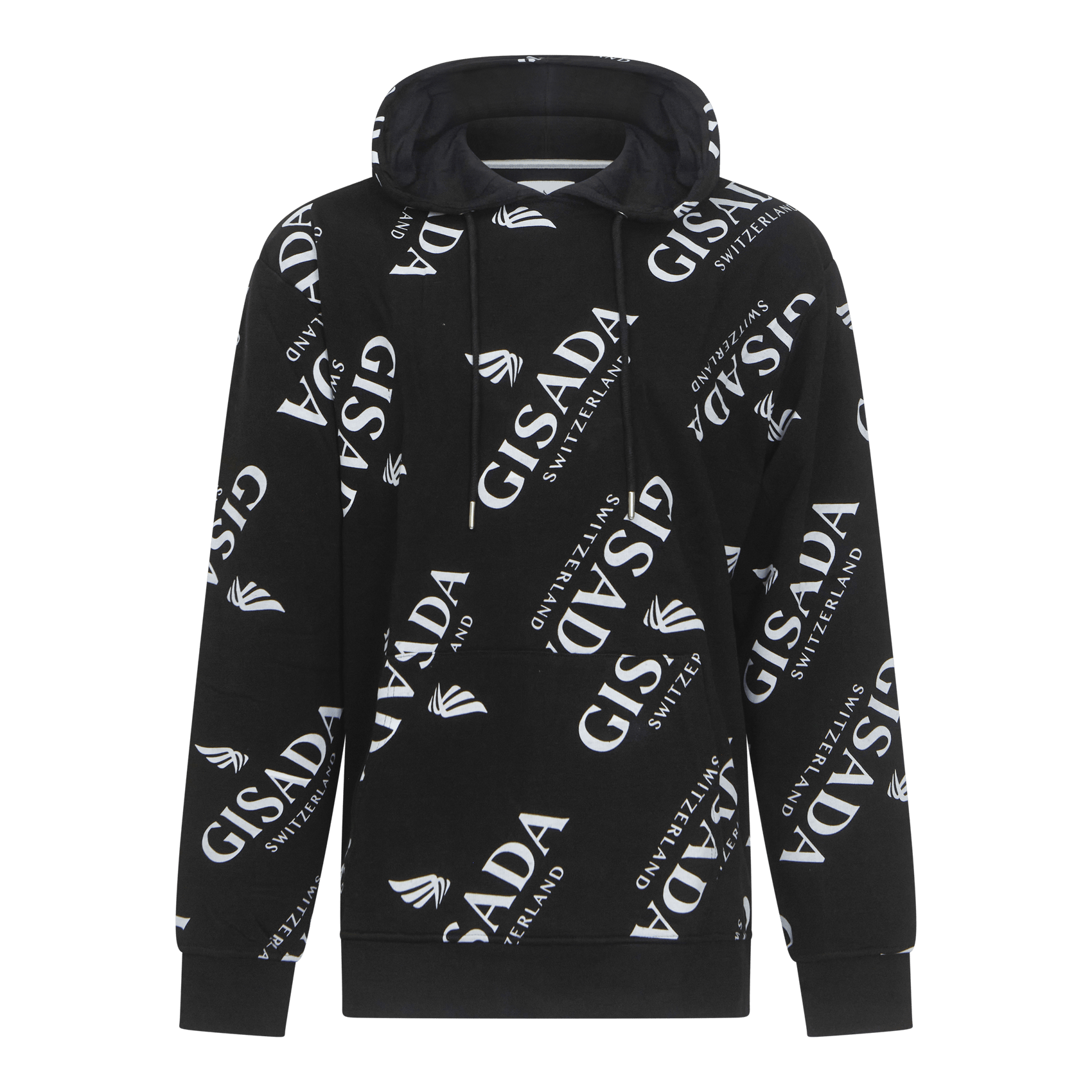 Regular Fit Hoodie in Midweight Cotton with Logo Allover - Gisada.com