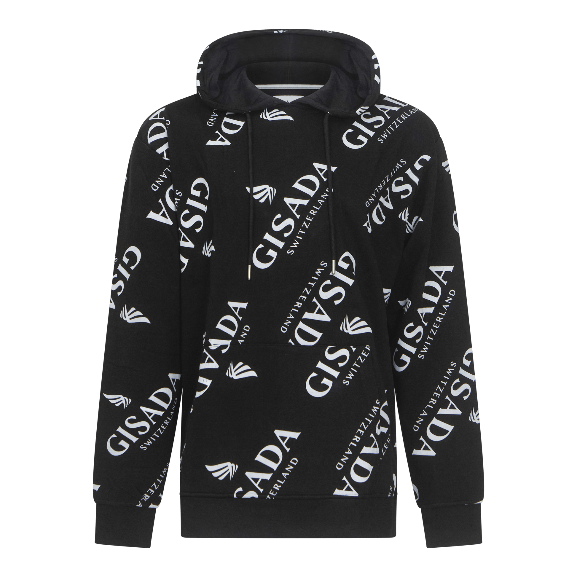 Regular Fit Hoodie in Midweight Cotton with Logo Allover - Gisada.com