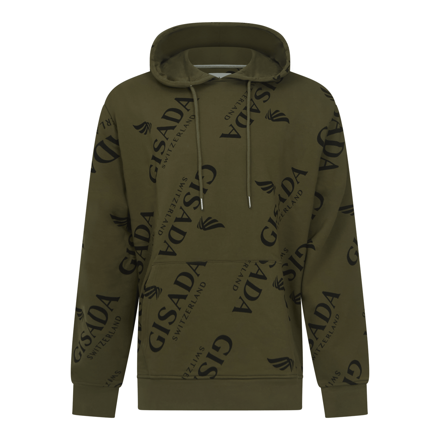 Regular Fit Hoodie in Midweight Cotton with Logo Allover - Gisada.com