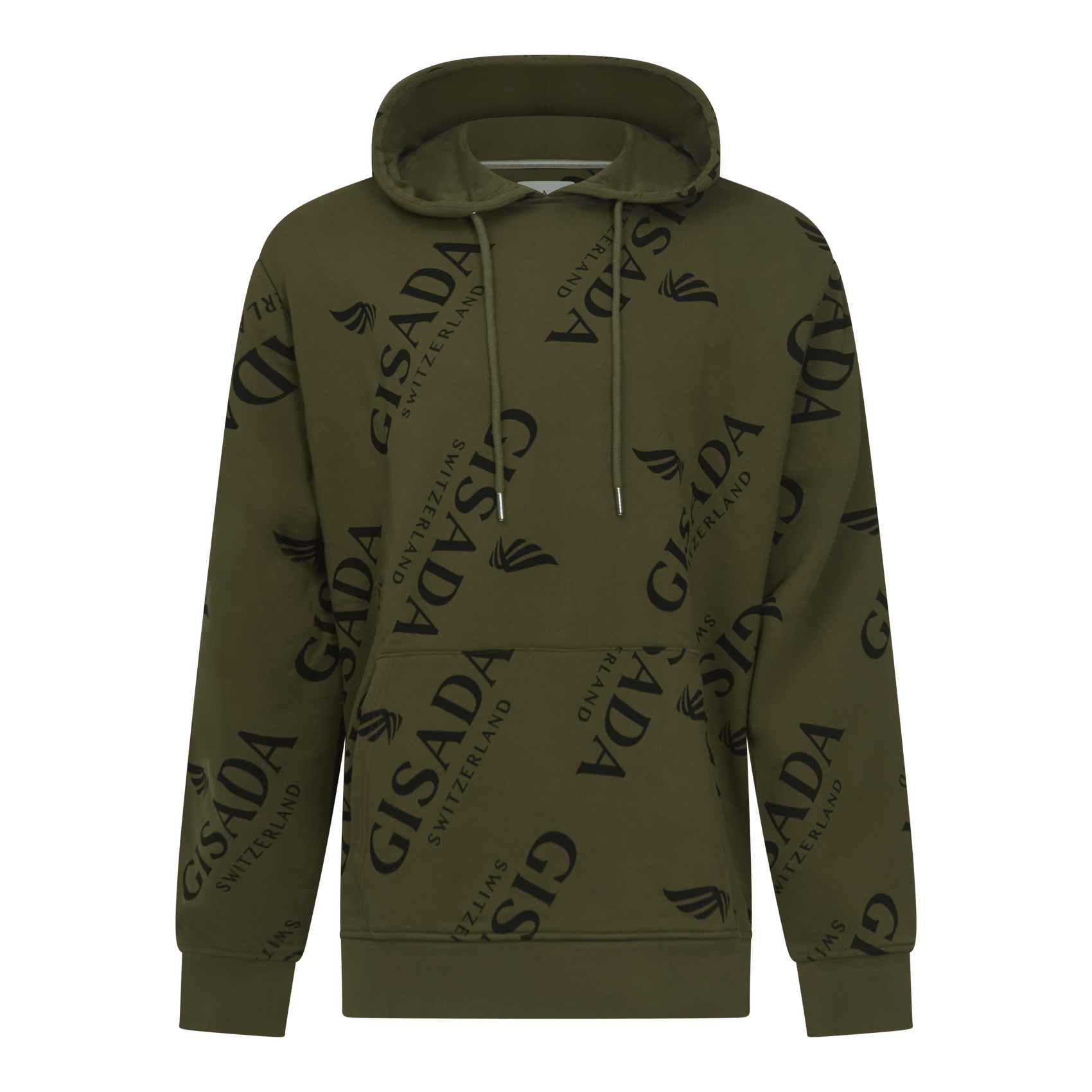 Regular Fit Hoodie in Midweight Cotton with Logo Allover - Gisada.com