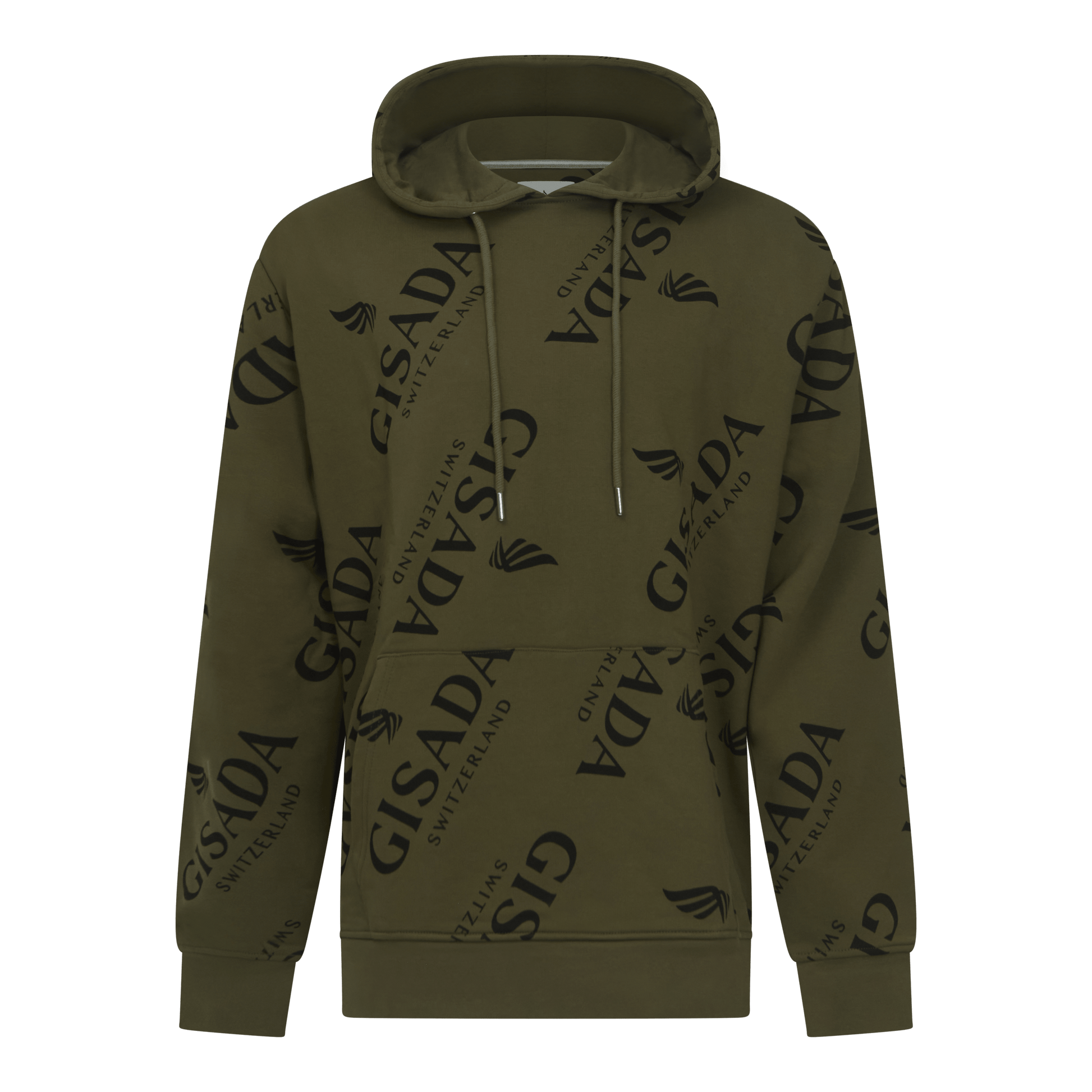 Regular Fit Hoodie in Midweight Cotton with Logo Allover - Gisada.com