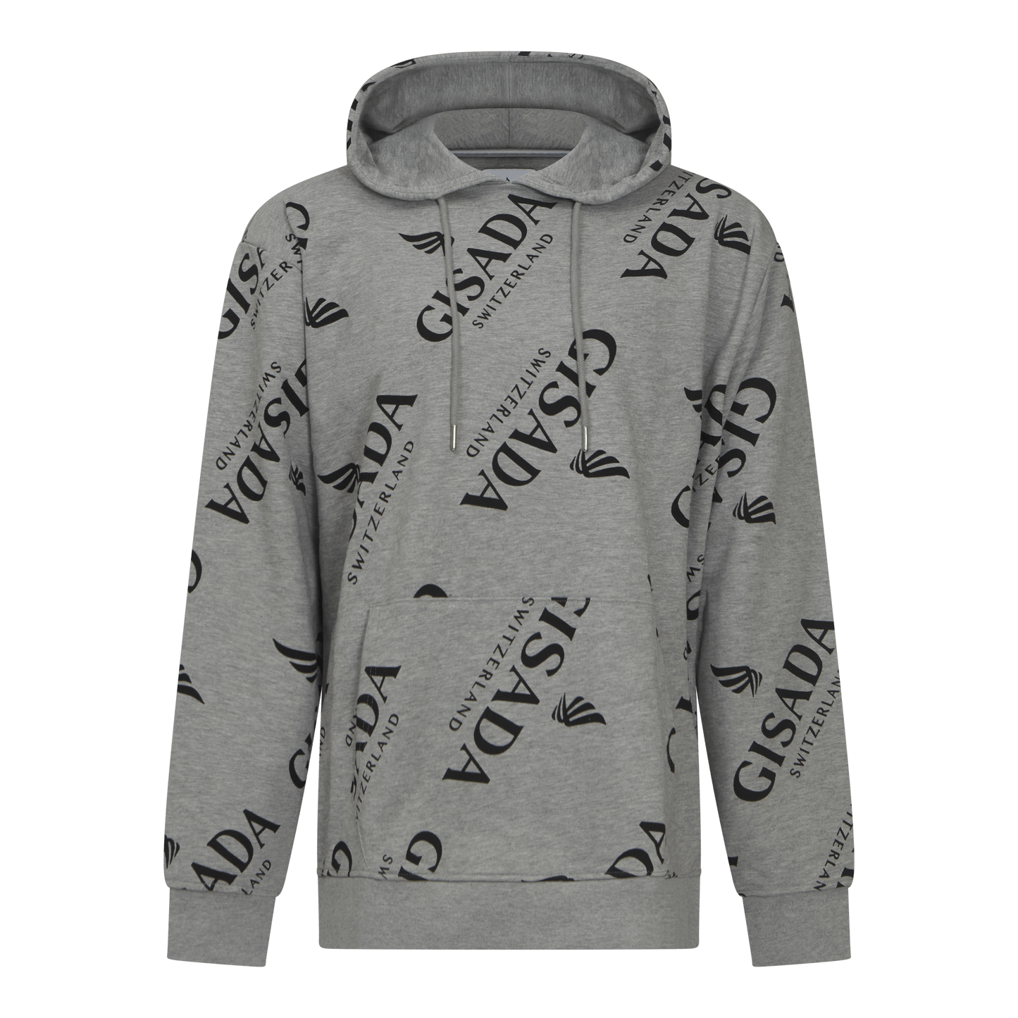 Regular Fit Hoodie in Midweight Cotton with Logo Allover - Gisada.com
