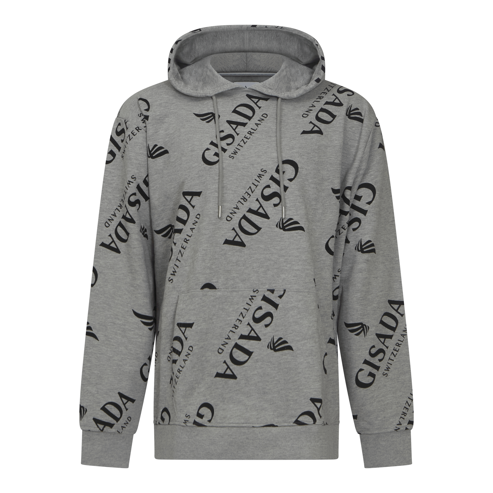 Regular Fit Hoodie in Midweight Cotton with Logo Allover - Gisada.com