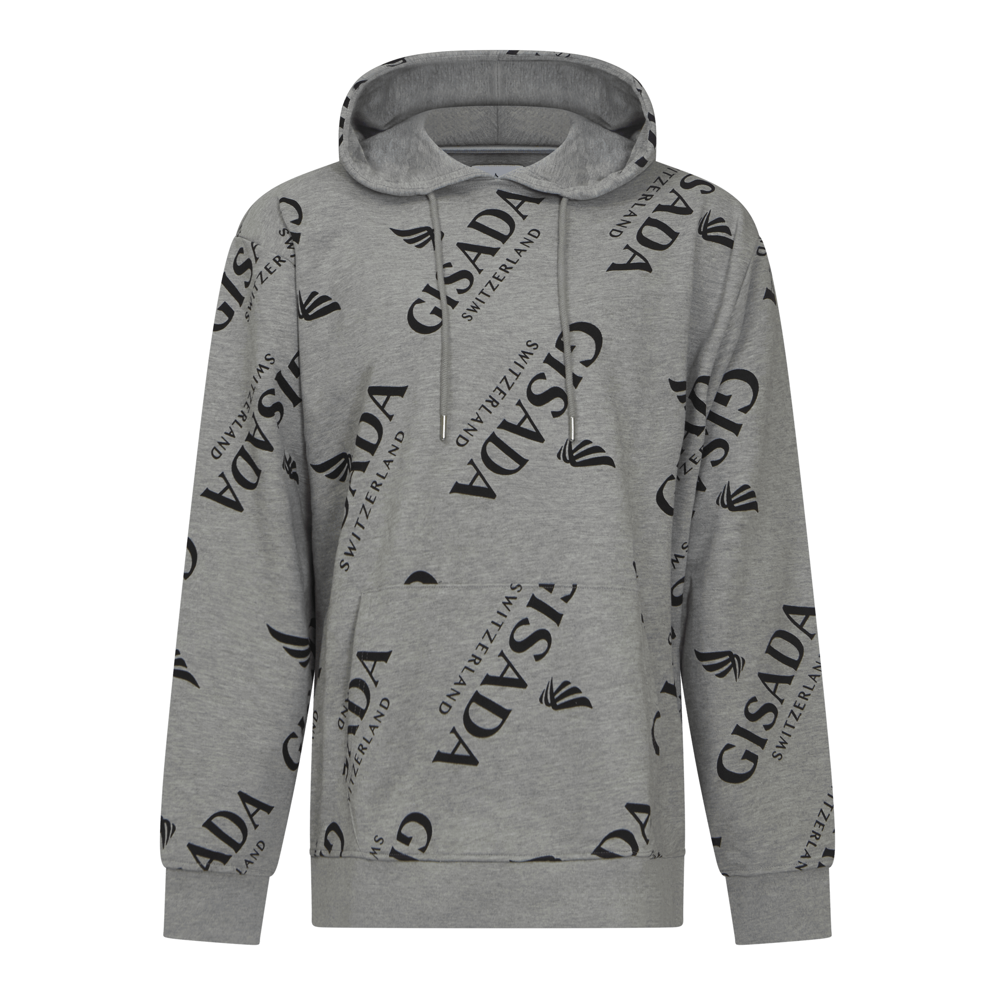 Regular Fit Hoodie in Midweight Cotton with Logo Allover - Gisada.com