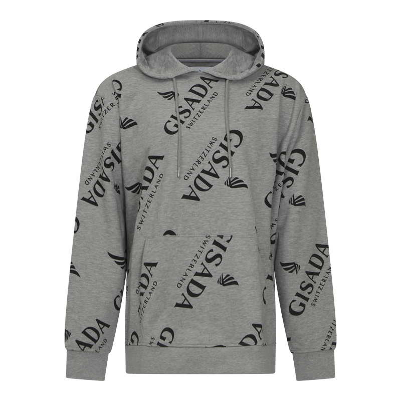 Regular Fit Hoodie in Midweight Cotton with Logo Allover - Gisada.com