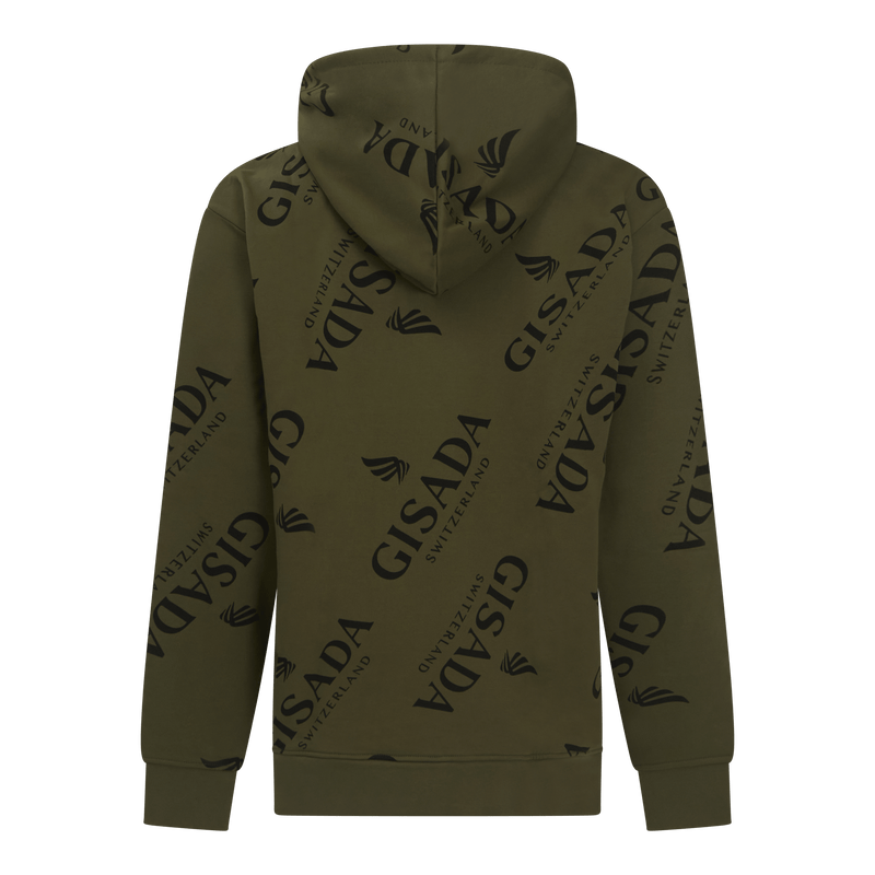 Regular Fit Hoodie in Midweight Cotton with Logo Allover