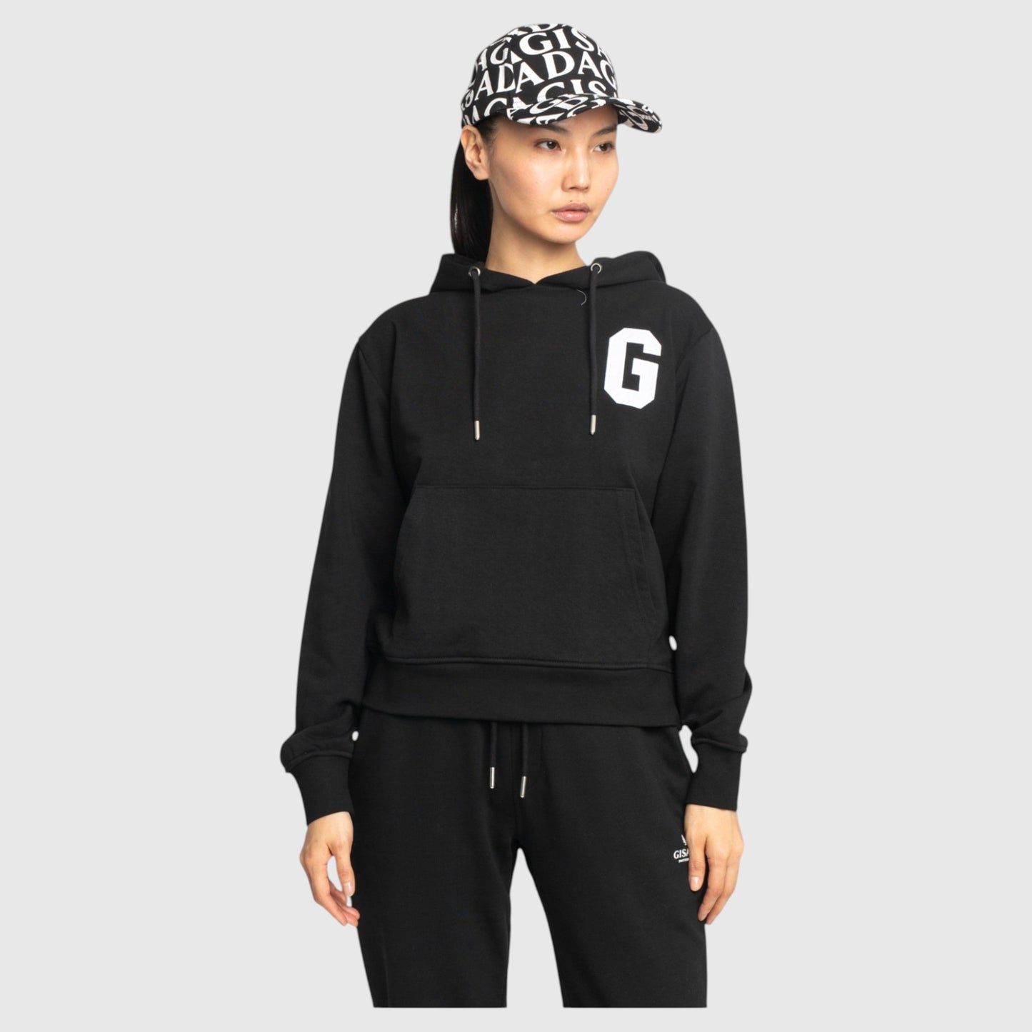 Regular Fit Hoodie in Midweight Cotton with Patch Print - Gisada.com