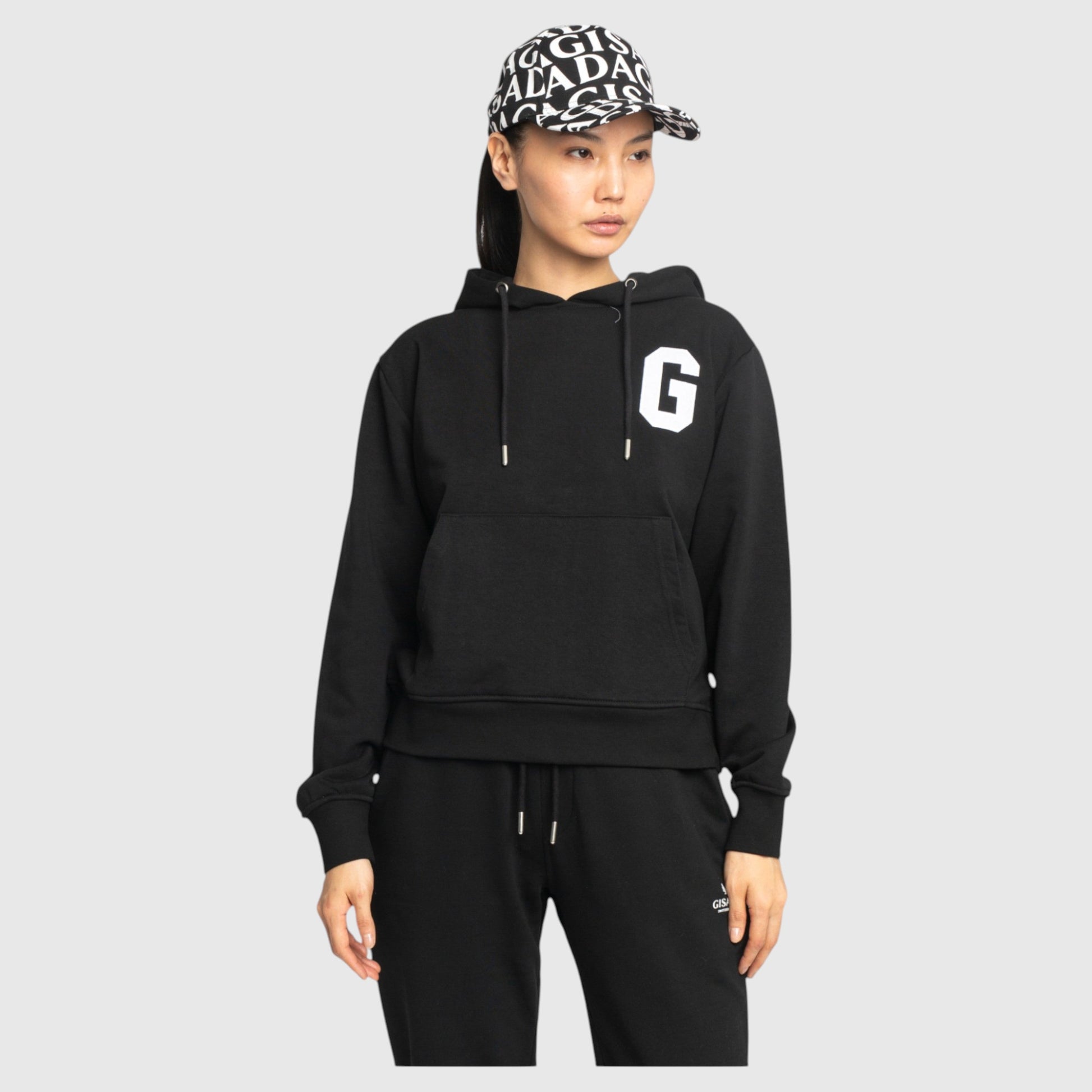 Regular Fit Hoodie in Midweight Cotton with Patch Print - Gisada.com