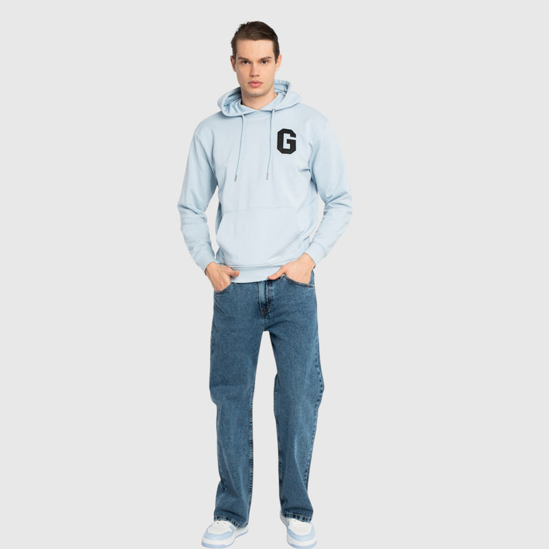 Regular Fit Hoodie in Midweight Cotton with Patch Print - Gisada.com