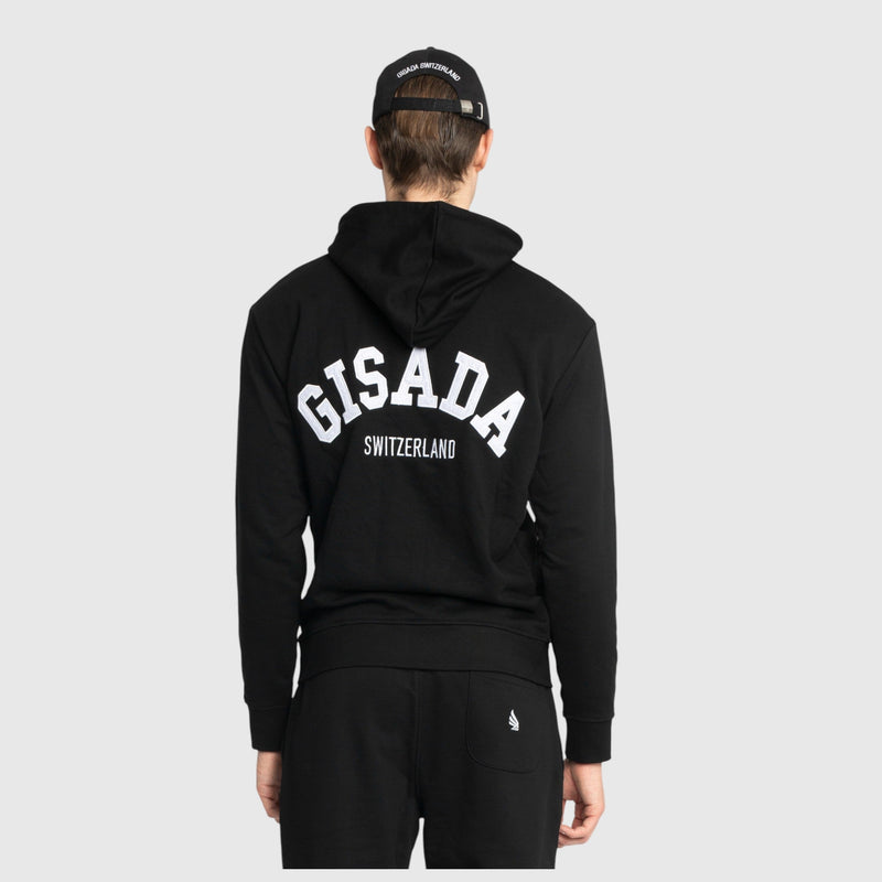 Regular Fit Hoodie in Midweight Cotton with Patch Print - Gisada.com