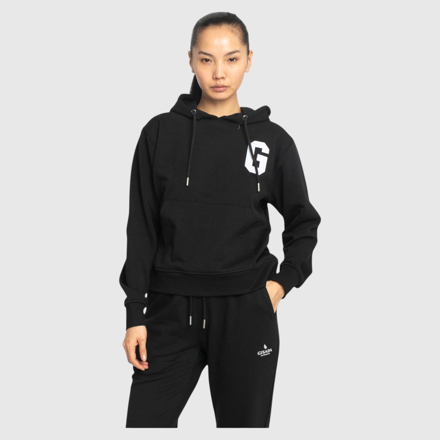 Regular Fit Hoodie in Midweight Cotton with Patch Print - Gisada.com