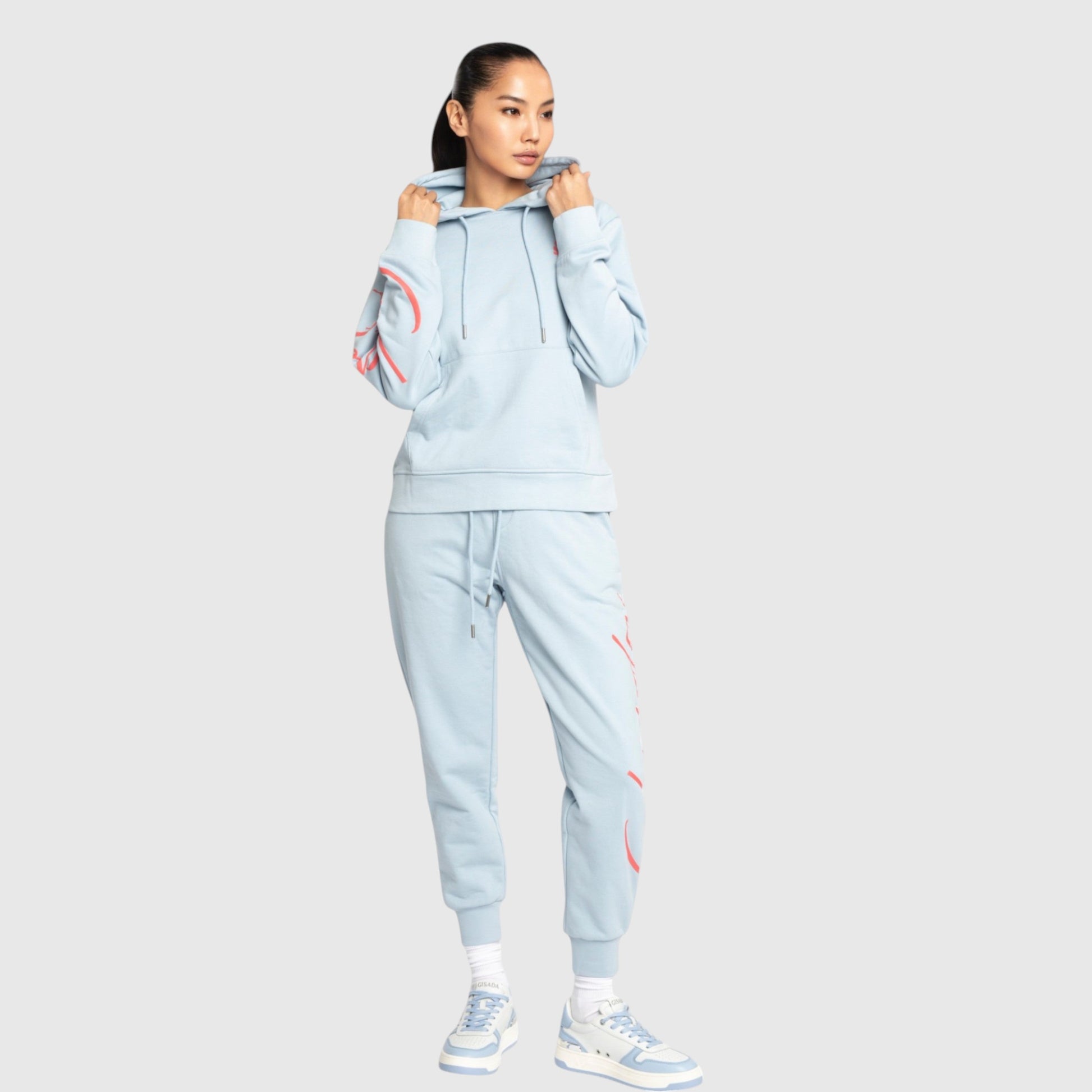 Regular Fit Hoodie in Midweight Cotton with Puff Print - Gisada.com