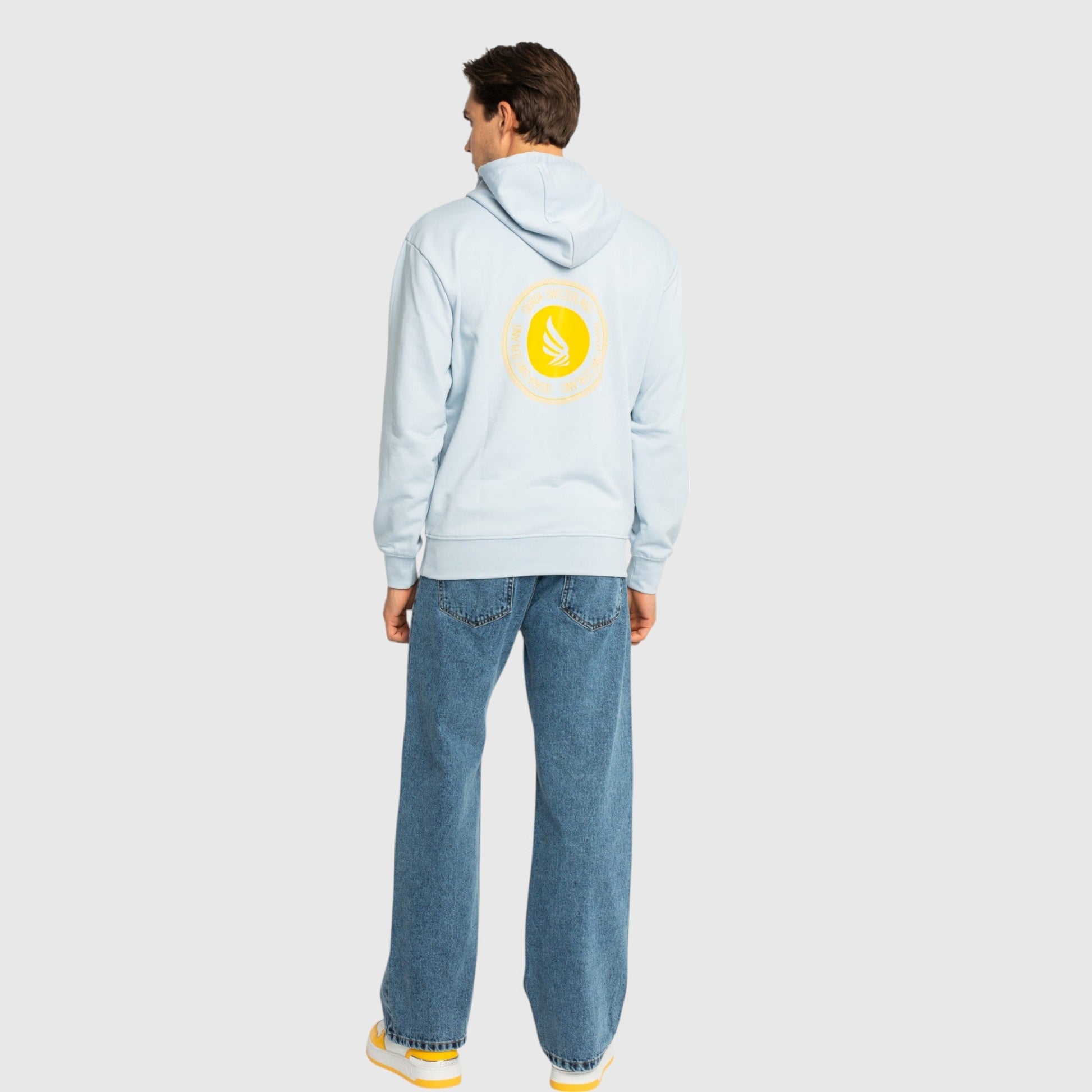 Regular Fit Hoodie in Midweight Cotton with Silicon Print - Gisada.com