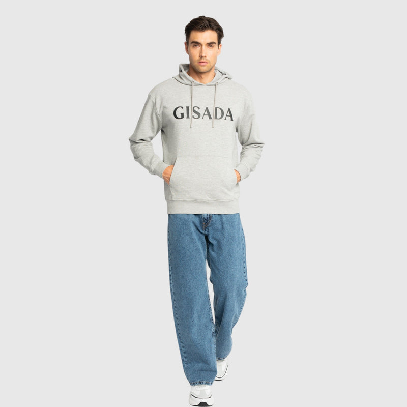 Regular Fit Hoodie in Midweight Cotton with Silicon Print - Gisada.com