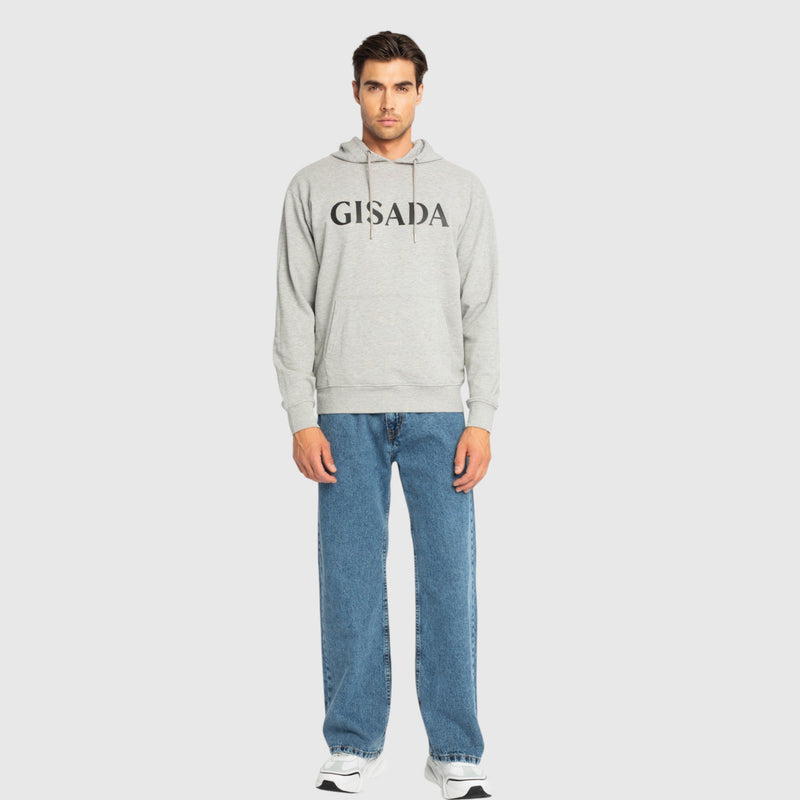 Regular Fit Hoodie in Midweight Cotton with Silicon Print - Gisada.com