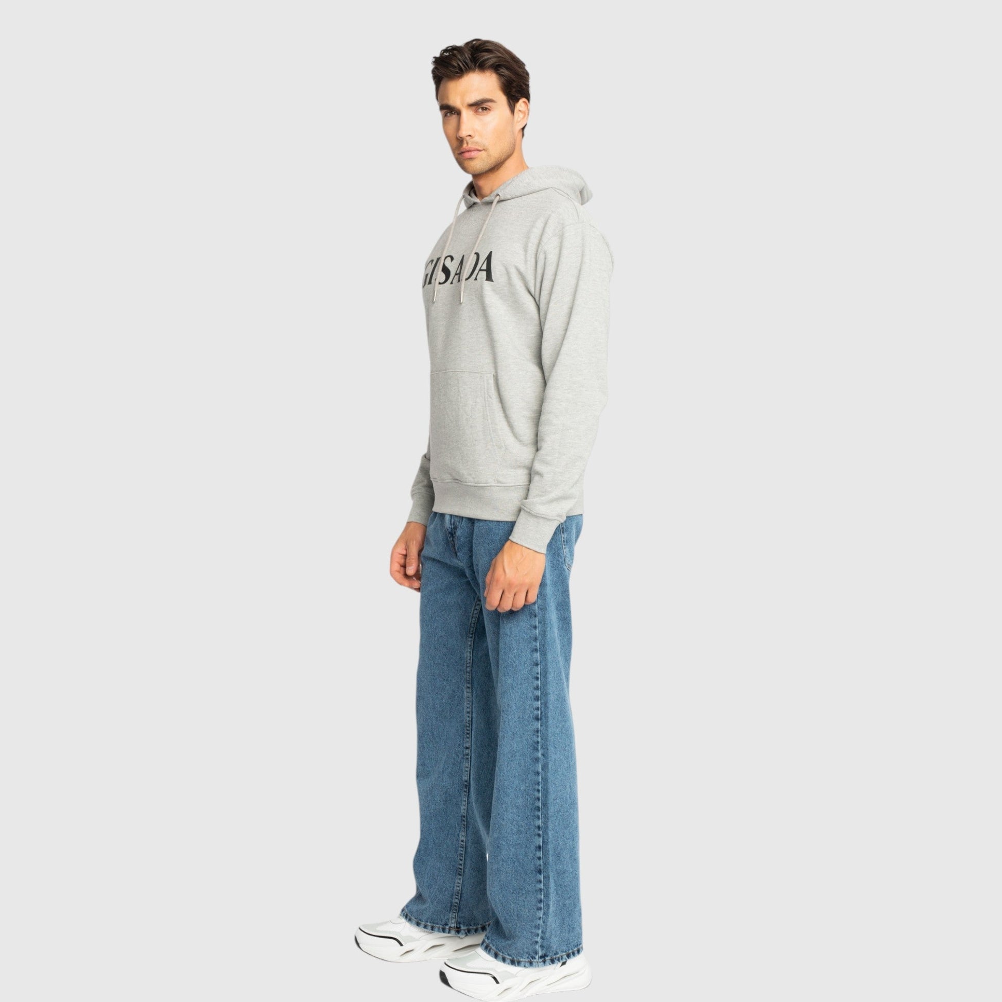 Regular Fit Hoodie in Midweight Cotton with Silicon Print - Gisada.com