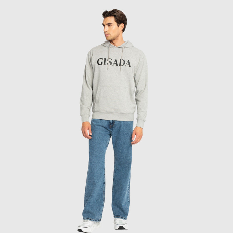 Regular Fit Hoodie in Midweight Cotton with Silicon Print - Gisada.com