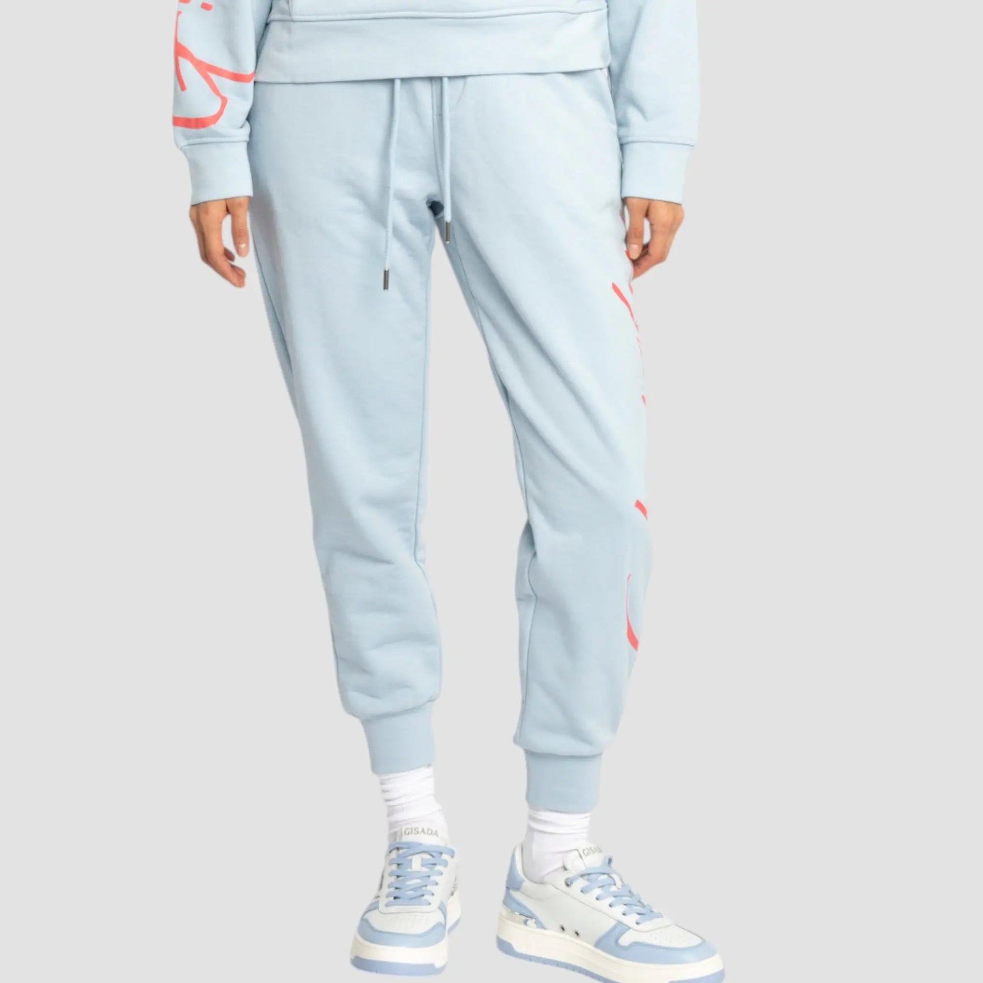 Regular Fit Jogger in Midweight Cotton with Cursive Puff Print - Gisada.com