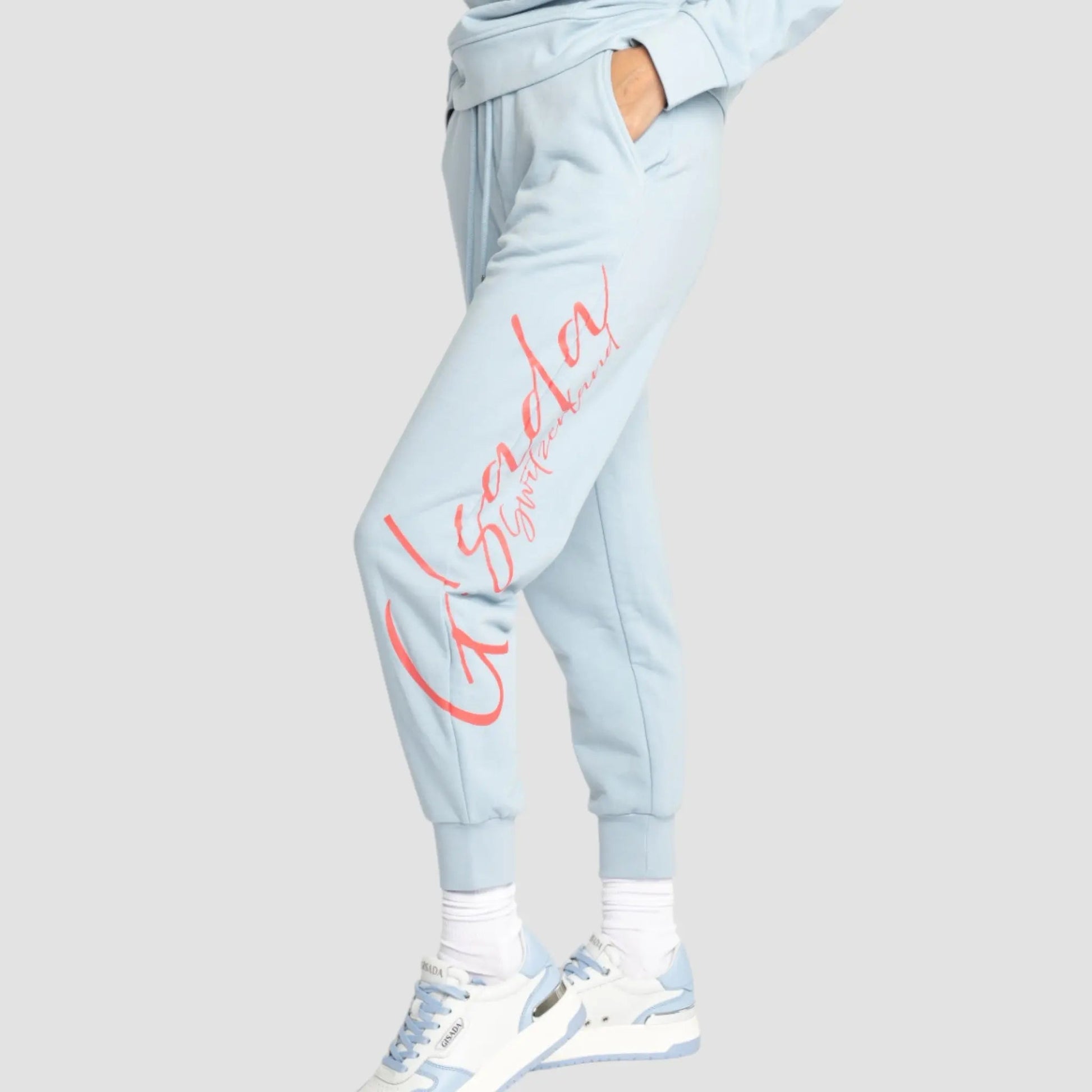 Regular Fit Jogger in Midweight Cotton with Cursive Puff Print - Gisada.com