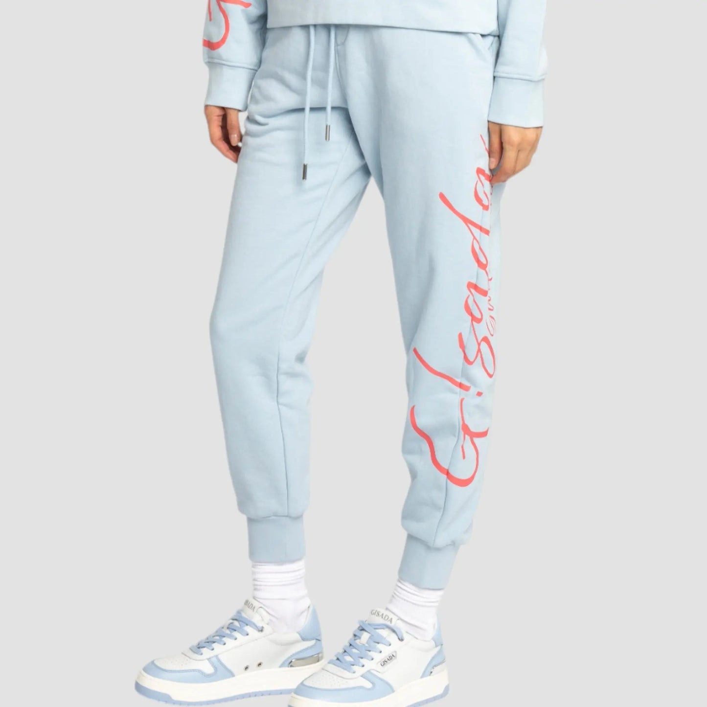 Regular Fit Jogger in Midweight Cotton with Cursive Puff Print - Gisada.com