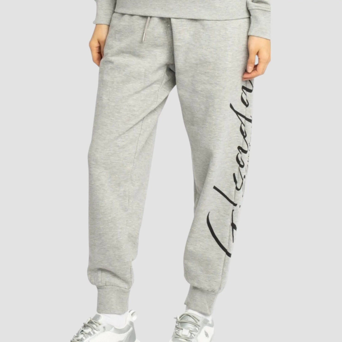 Regular Fit Jogger in Midweight Cotton with Cursive Puff Print - Gisada.com
