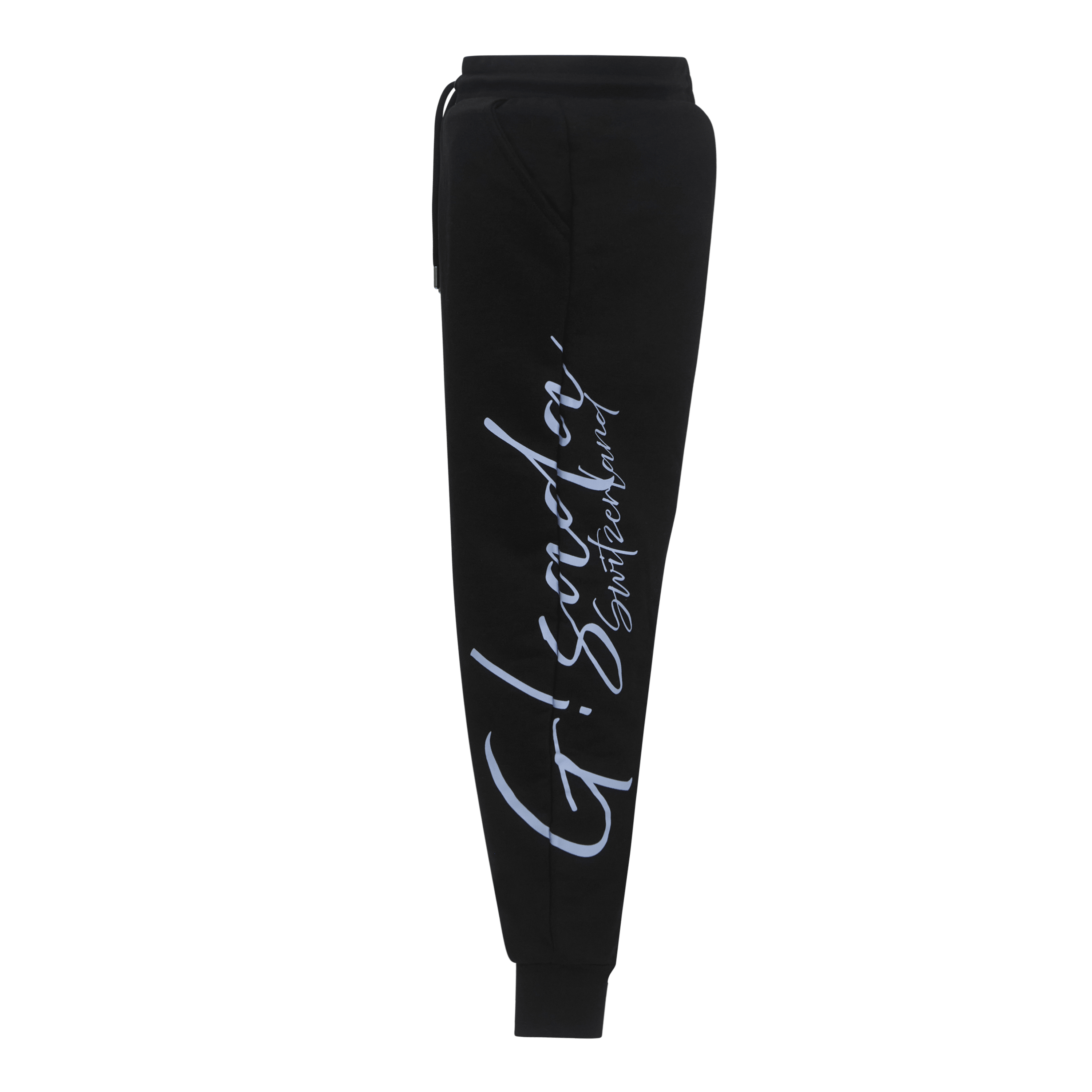 Gisada Black Joggers – Cursive Puff Print Pants in Midweight Cotton ...