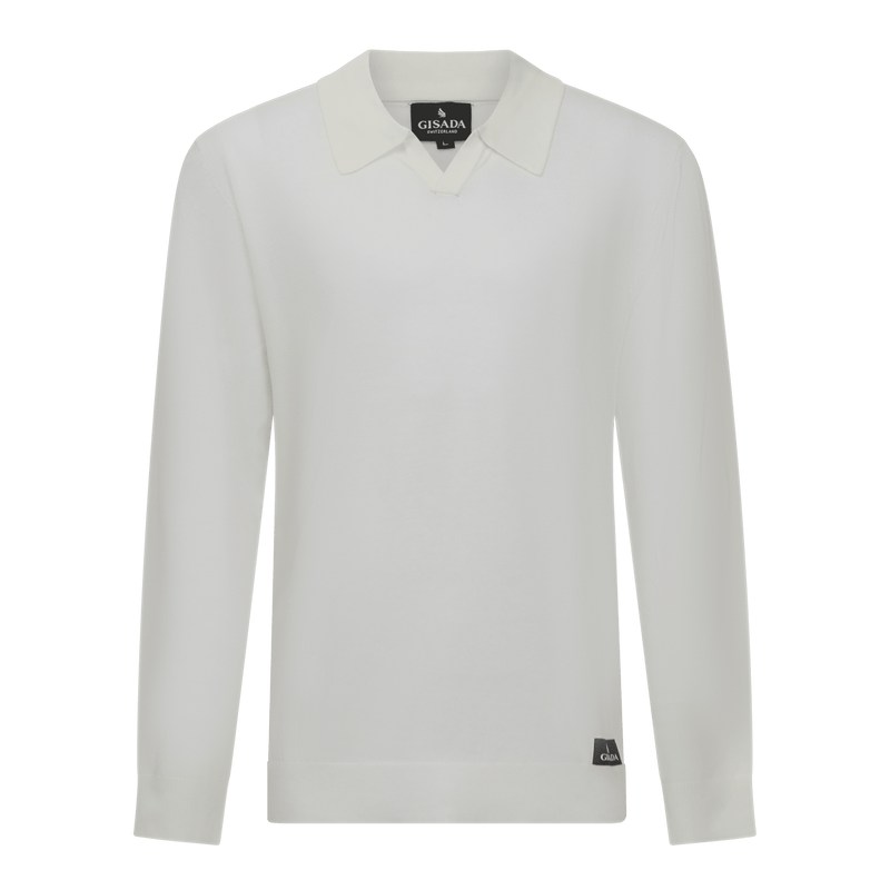 Regular Fit Knit Polo Shirt with Johnny Collar - Gisada.com