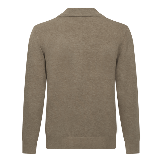 Regular Fit Knit Polo Shirt with Johnny Collar - Gisada.com