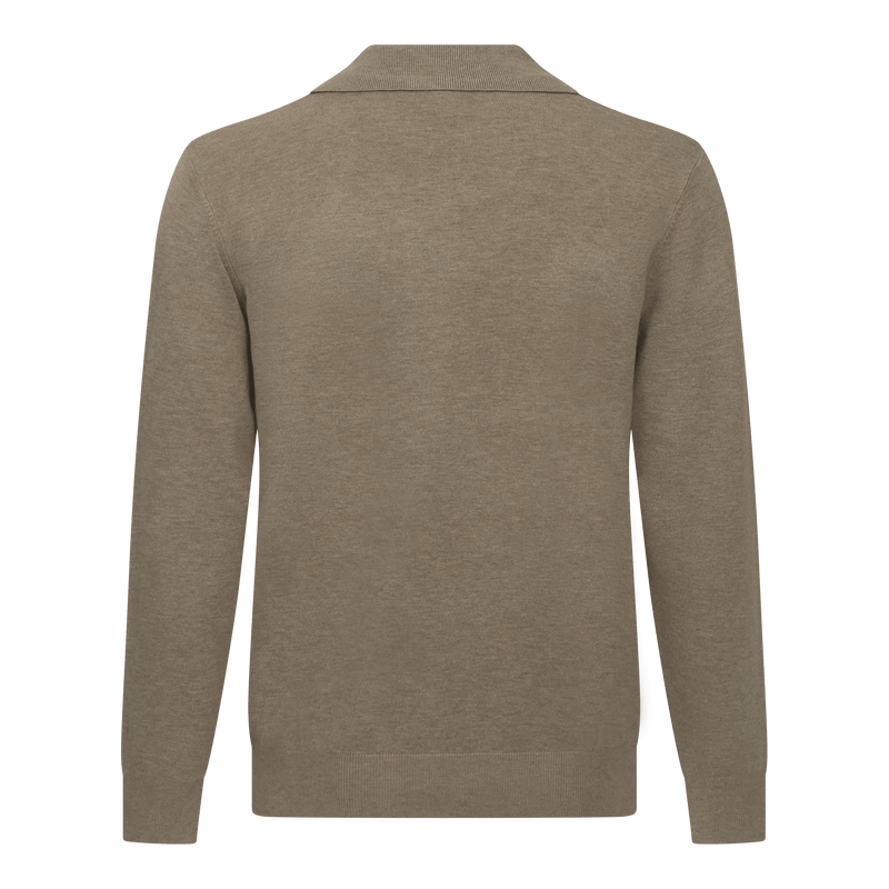 Regular Fit Premium Cotton Long Sleeve Knit Polo mit Patch Label