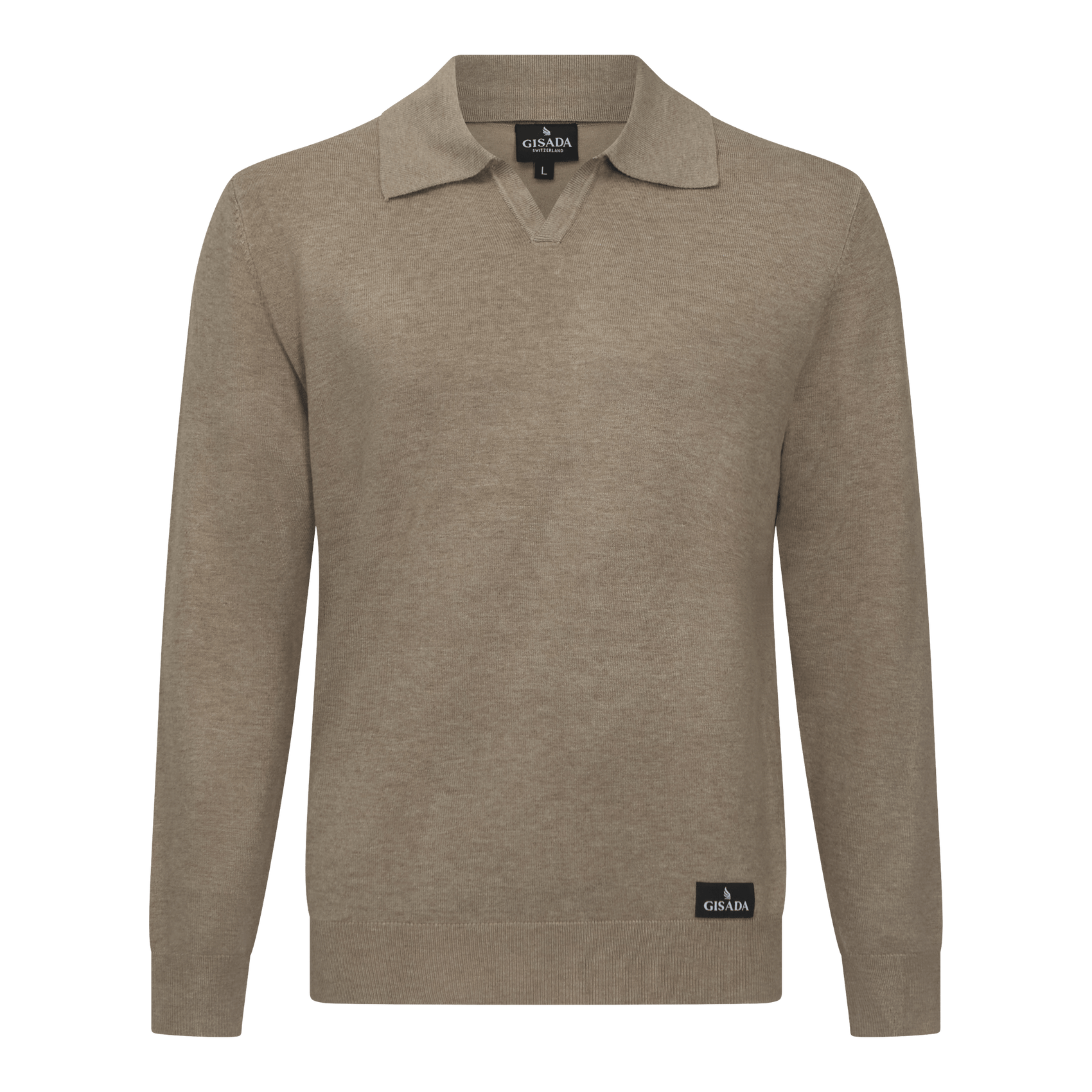 Regular Fit Knit Polo Shirt with Johnny Collar - Gisada.com