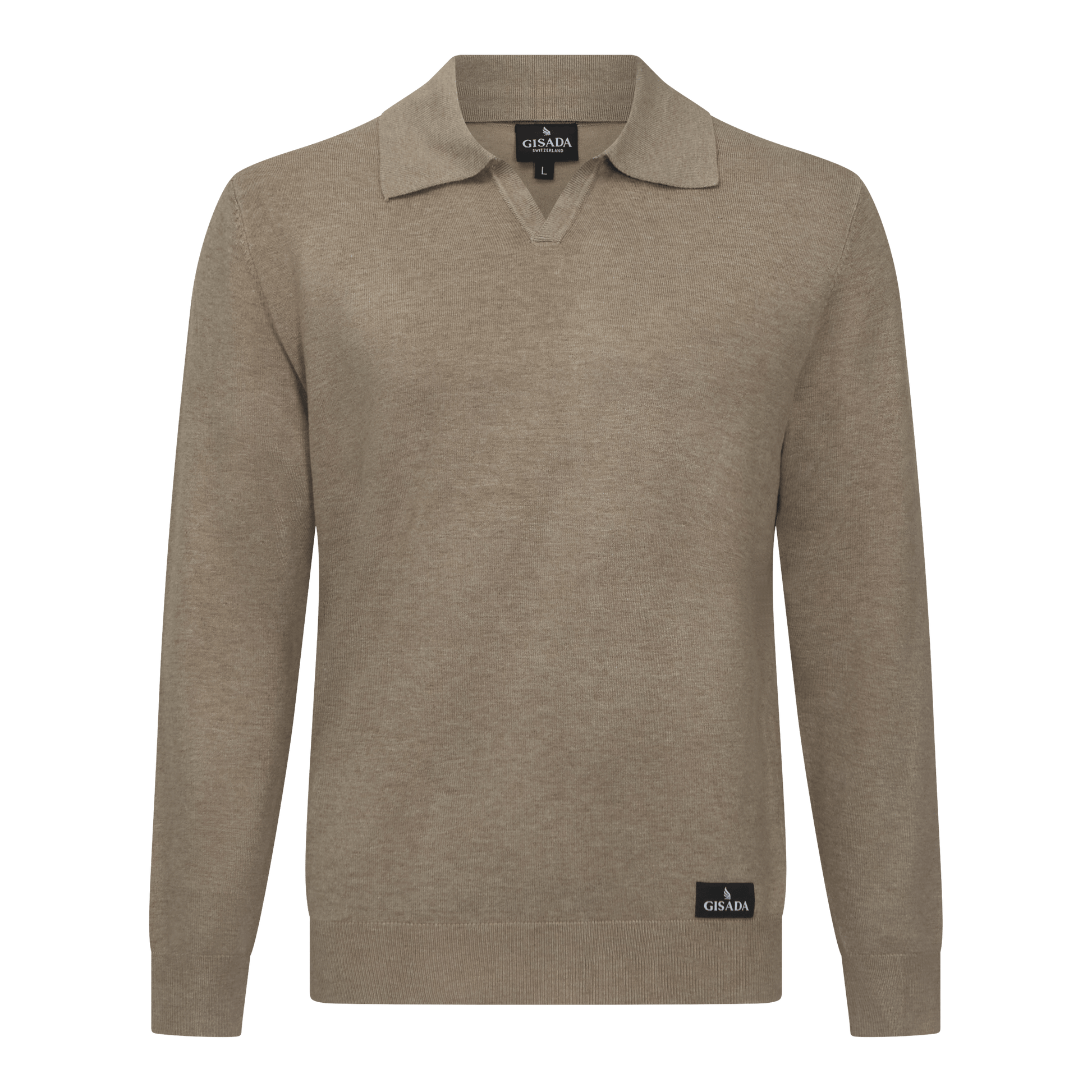 Regular Fit Knit Polo Shirt with Johnny Collar - Gisada.com
