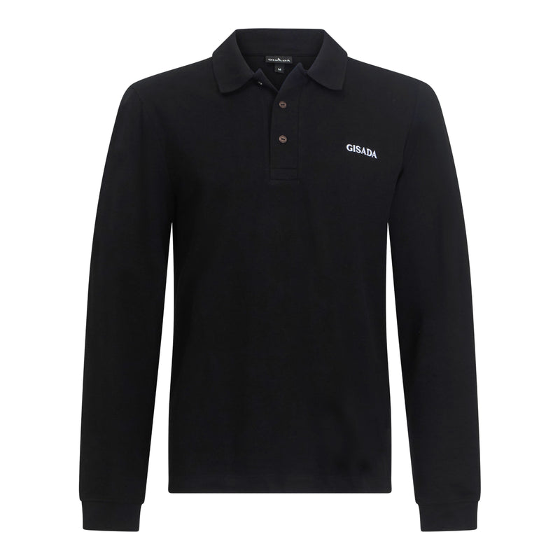 Regular Fit Long Sleeves Polo in Luxe Interlock Piquet with Embroidery Gisada Logo - Gisada.com