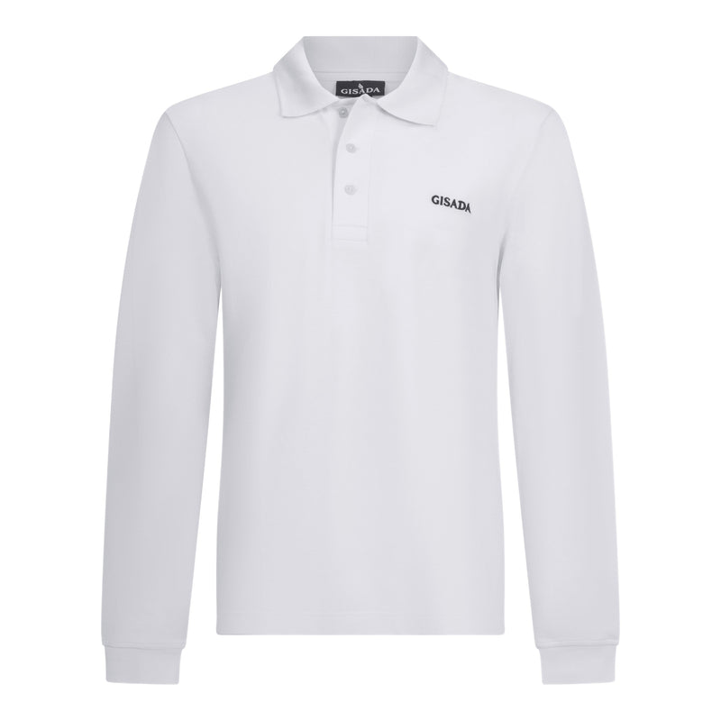 Regular Fit Long Sleeves Polo in Luxe Interlock Piquet with Embroidery Gisada Logo - Gisada.com