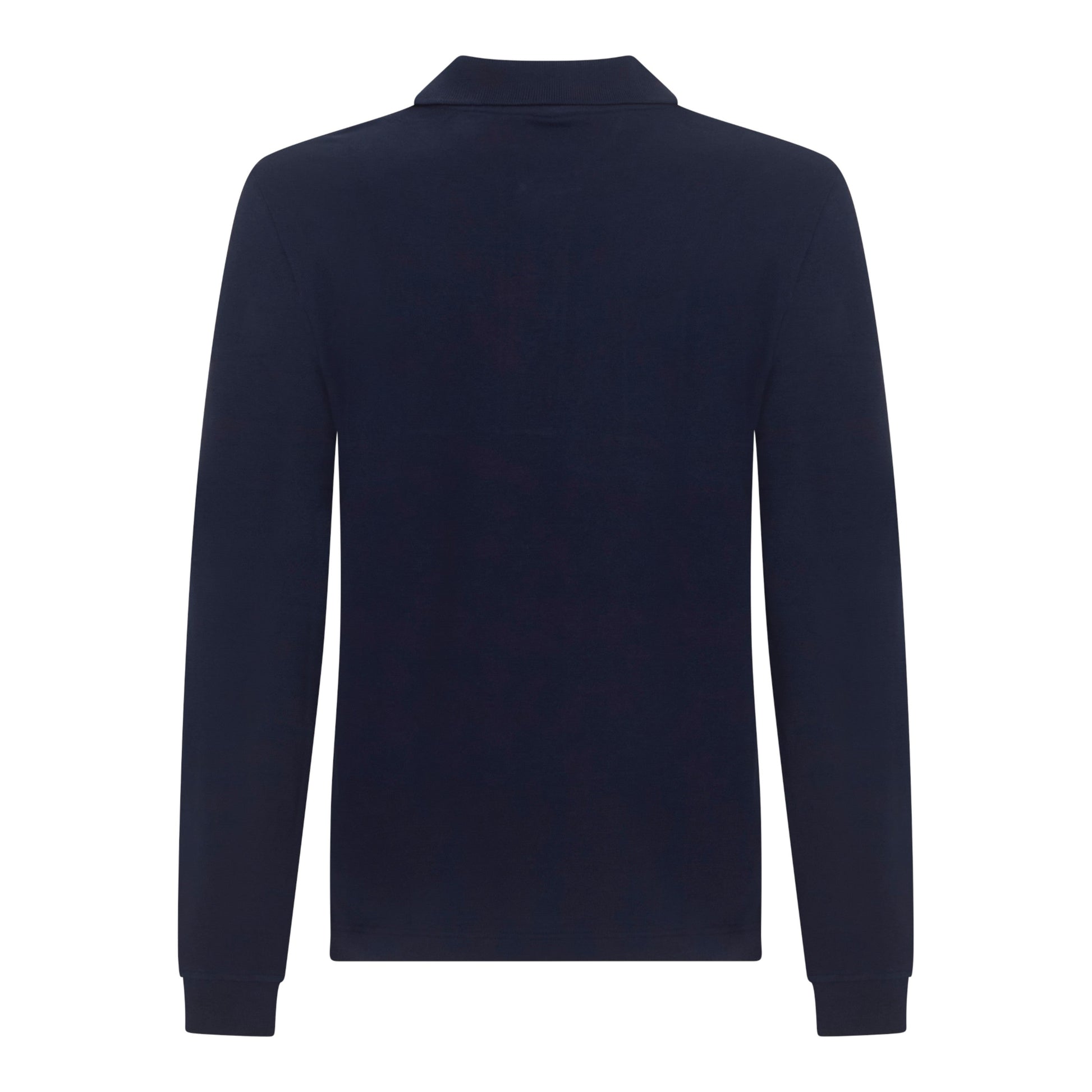 Regular Fit Long Sleeves Polo in Premium Cotton with Rubber Logo - Gisada.com
