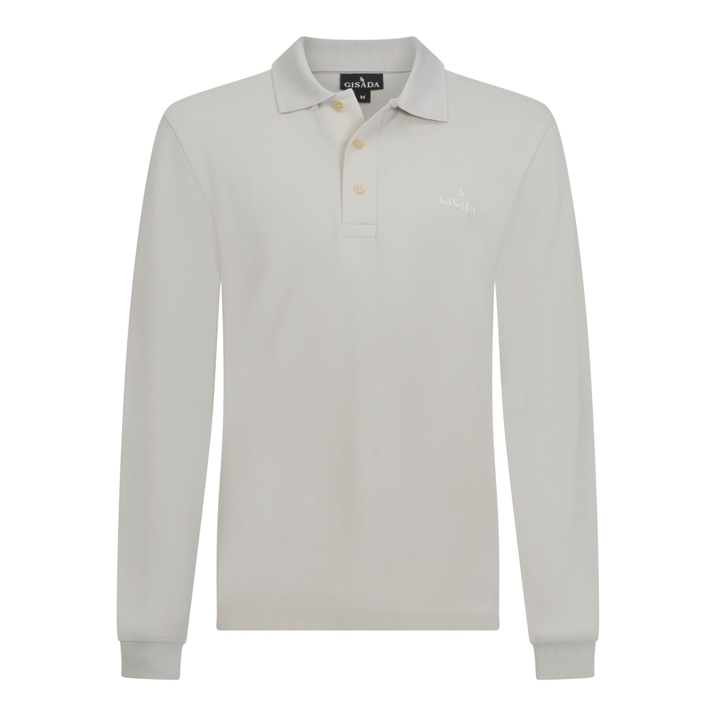 Regular Fit Long Sleeves Polo in Premium Cotton with Rubber Logo - Gisada.com