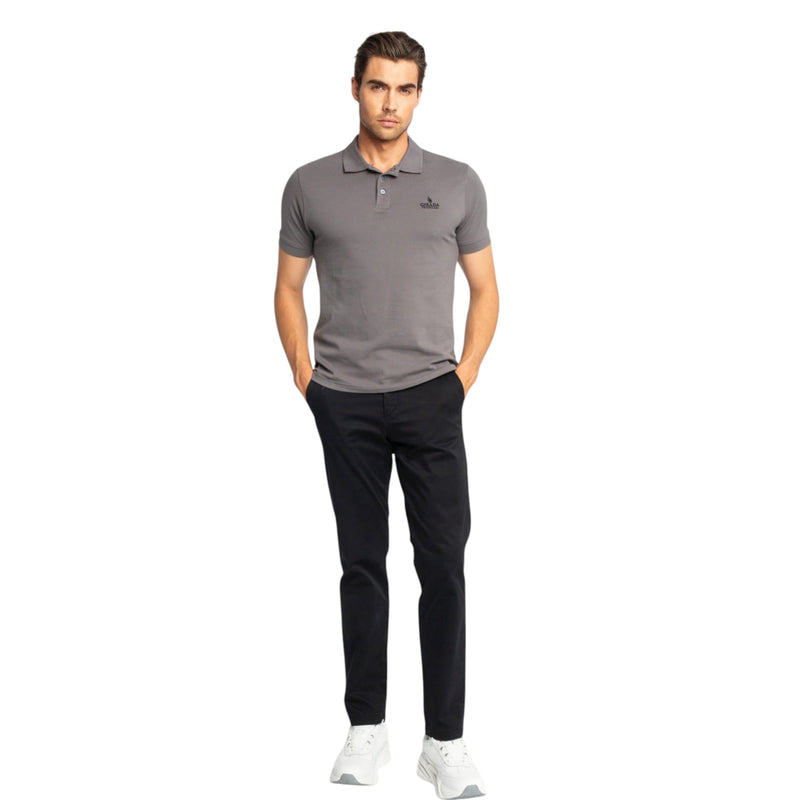 Regular Fit Polo in Cotton Piquet with 3D Embroidered Logo - Gisada.com