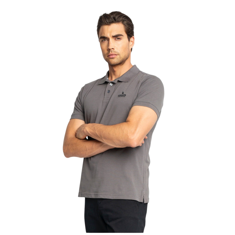 Regular Fit Polo in Cotton Piquet with 3D Embroidered Logo - Gisada.com