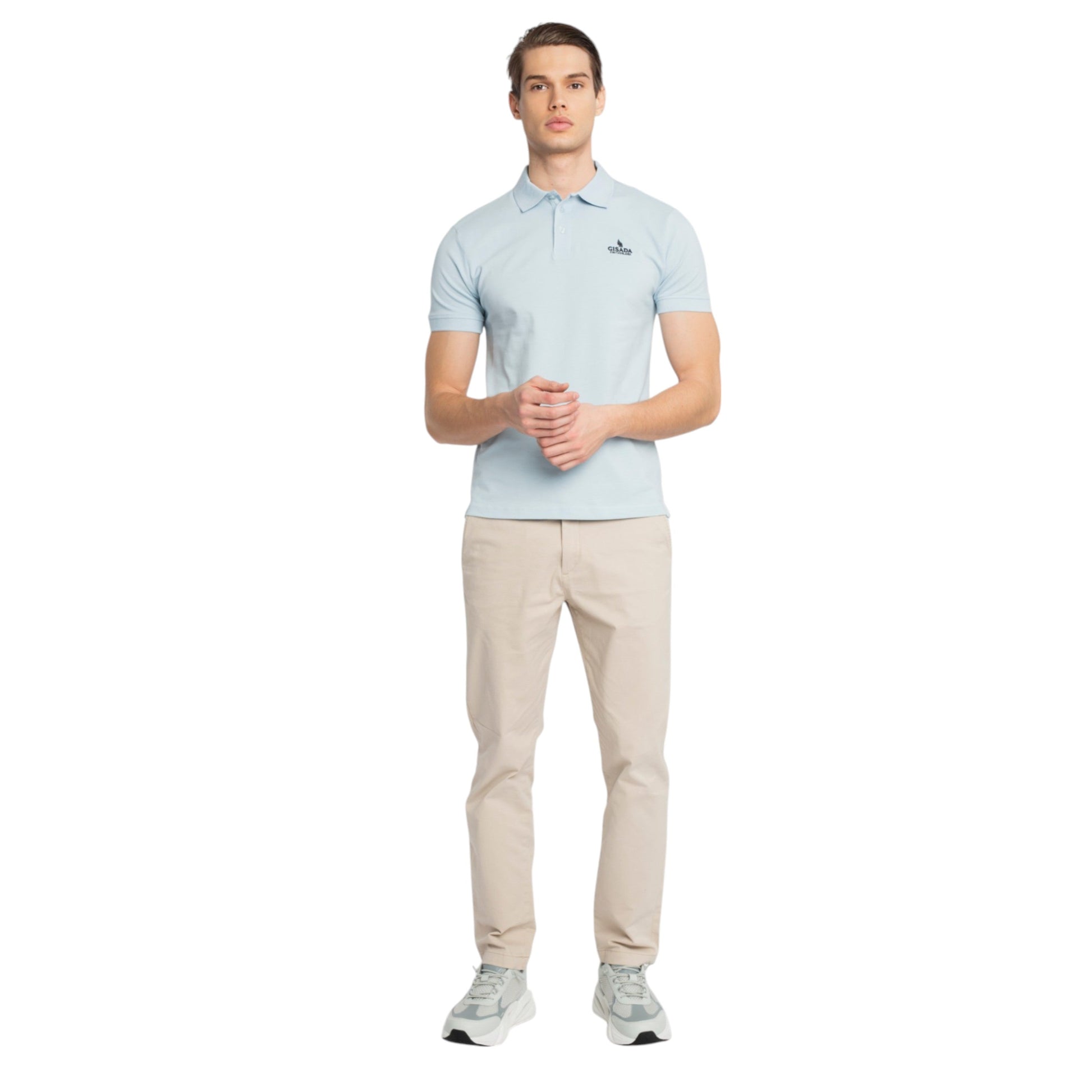 Regular Fit Polo in Cotton Piquet with 3D Embroidered Logo - Gisada.com