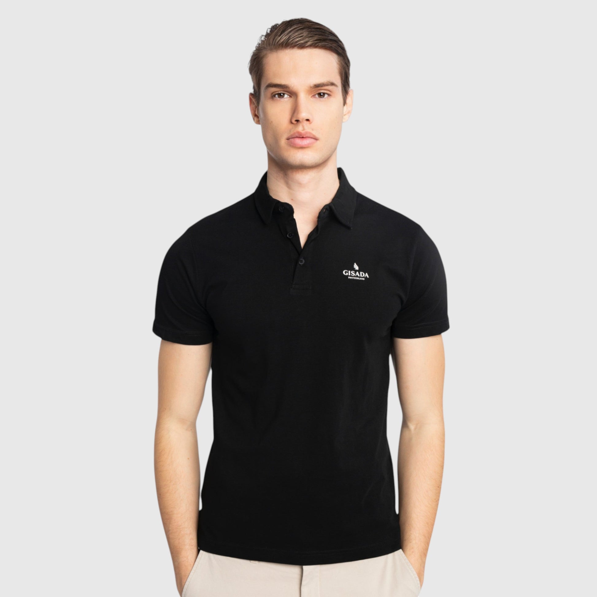 Regular Fit Polo in Cotton Piquet with 3D Embroidered Logo - Gisada.com