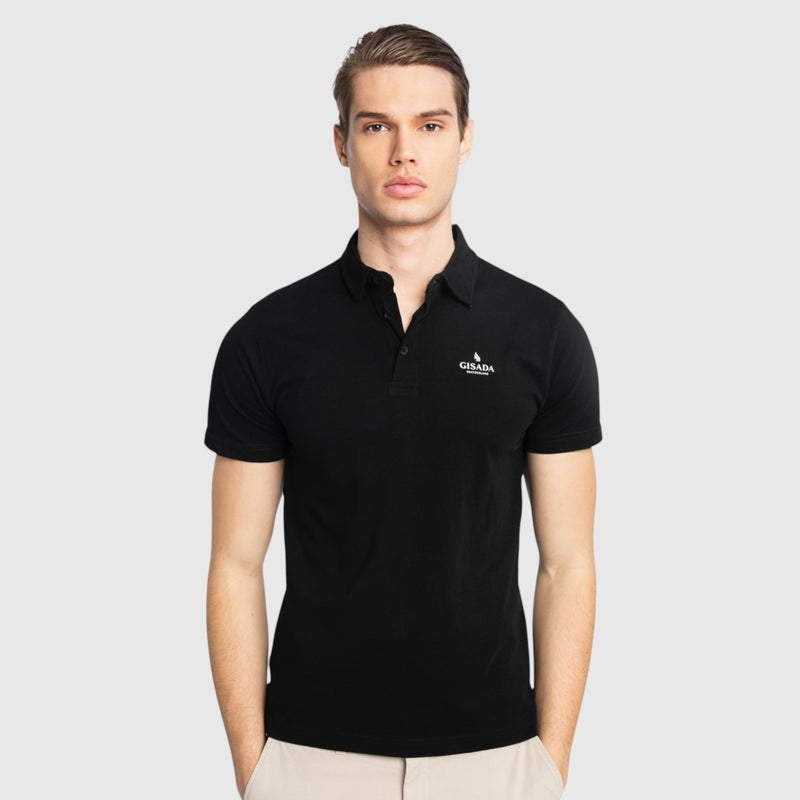 Regular Fit Polo in Cotton Piquet with 3D Embroidered Logo - Gisada.com