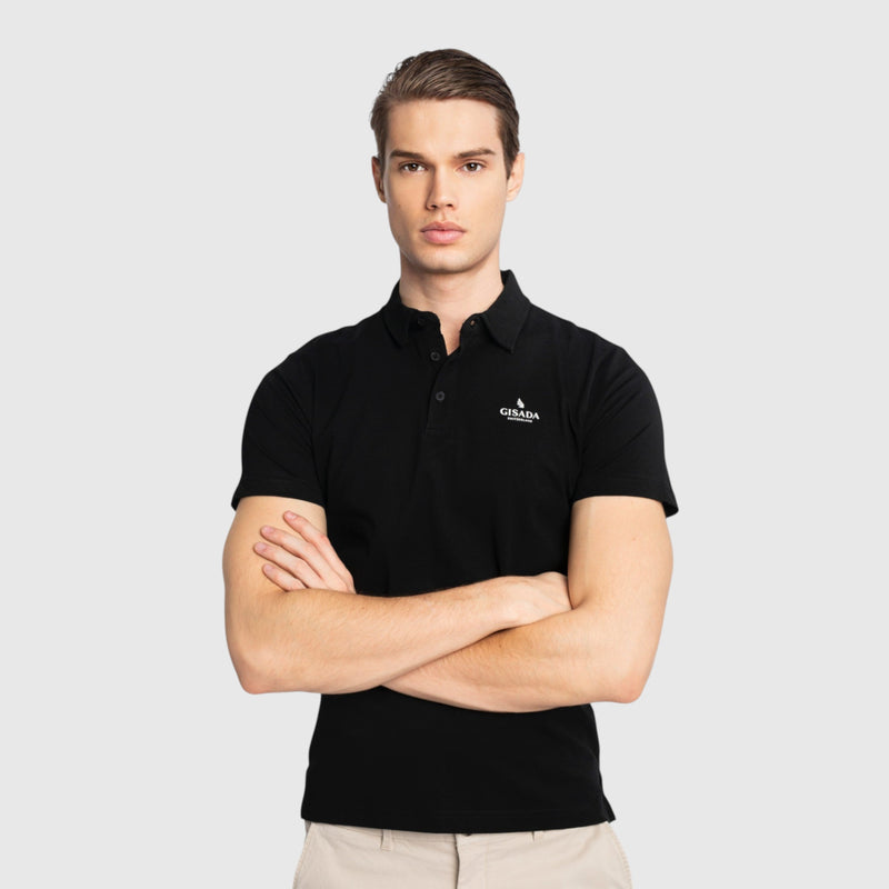 Regular Fit Polo in Cotton Piquet with 3D Embroidered Logo - Gisada.com