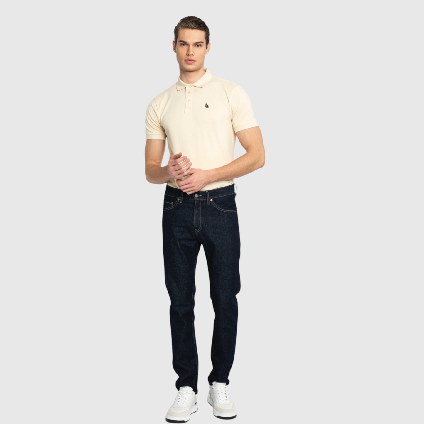 Regular Fit Polo in Cotton Piquet with 3D Embroidered Wing - Gisada.com