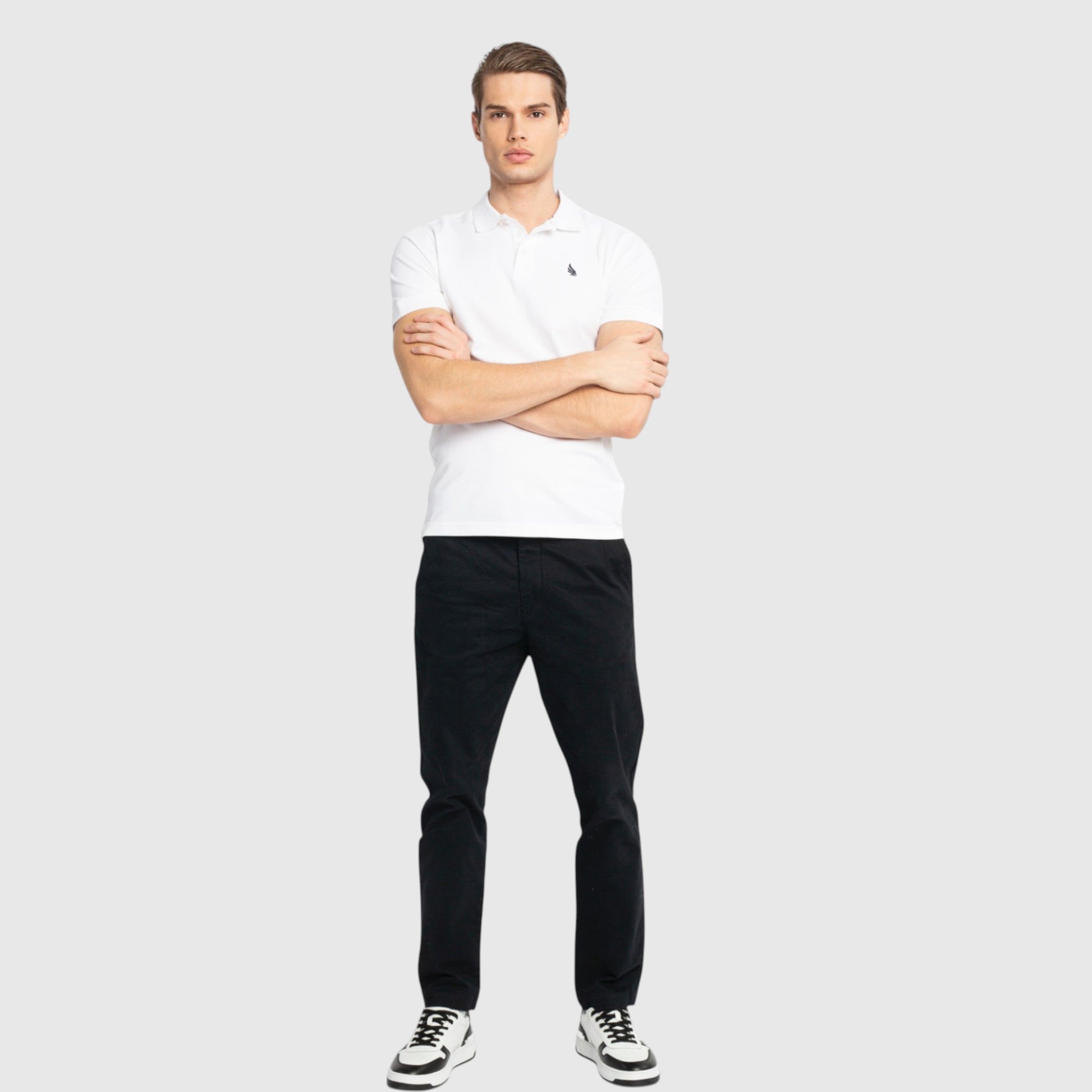 Regular Fit Polo in Cotton Piquet with 3D Embroidered Wing - Gisada.com