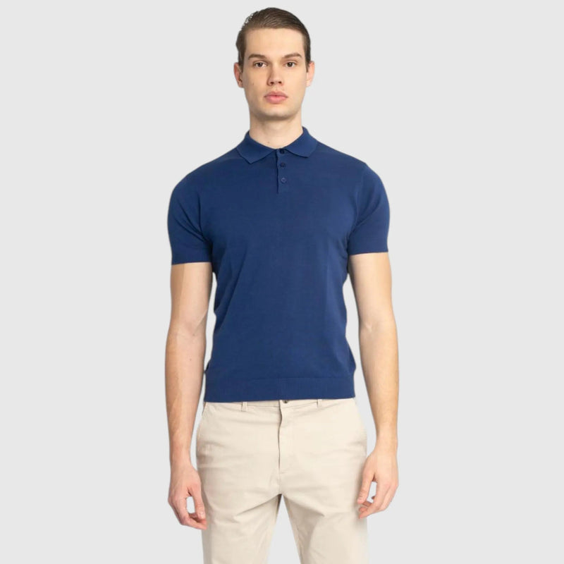 Regular Fit Premium Cotton Knit Polo with Patch Label - Gisada.com